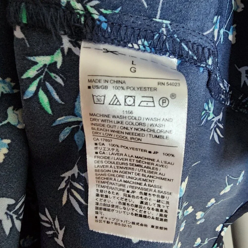 Banana Republic Dress Womens Size L Large Blue Floral Button Front‎ Sleeveless